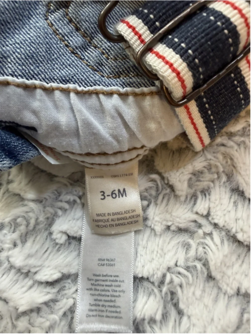OshKosh B'gosh Baby 3-6M Blue Denim Overall One-Piece Adjustable Straps